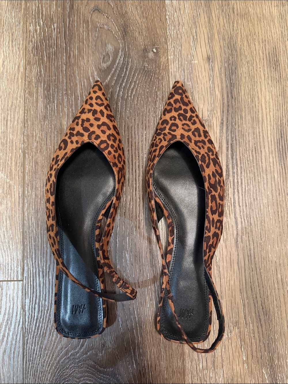 H & M Leopard Print Pointed Toe Slingback Flats - Brown size 8